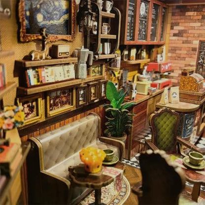 CUTEBEE Book Nook Kit, DIY Miniature House Coffee Shop Dollhouse