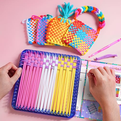 REENLIV Upgraded Weaving Loom Kit Toys for Kids & Adults, DIY Arts & Crafts - color: Blue