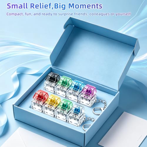 2 PCS Keyboard Fidget Toy, Decompression Button Clicker Keychain with Glowing LED, Portable Tactile Sensory Toys, Stocking Stuffers for Stress Relief, Autism, ASMR, Adults, Teens - color: 2pcs Rainbow