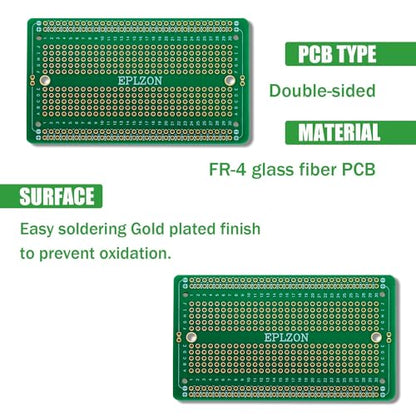 10 Pcs Solderable Breadboard PCB Board Gold-Plated Solder Breadboard for DIY Electronics Projects Apply to Soldering Projects 3.5"x2.05" (Green) - color: Green