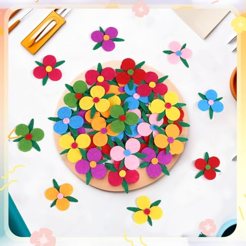 Naler 120pcs Three-Petals Felt Flowers for Crafts, 1.3x1.1 Fabric Flowers
