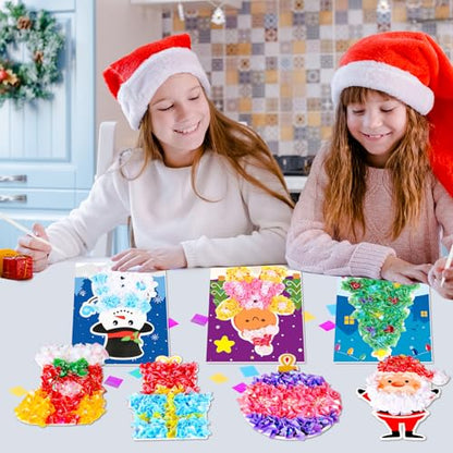 Lonfliness 8 Pcs Christmas Poke in Craft Kits for Kids Mess Free DIY Art - style: Christmas