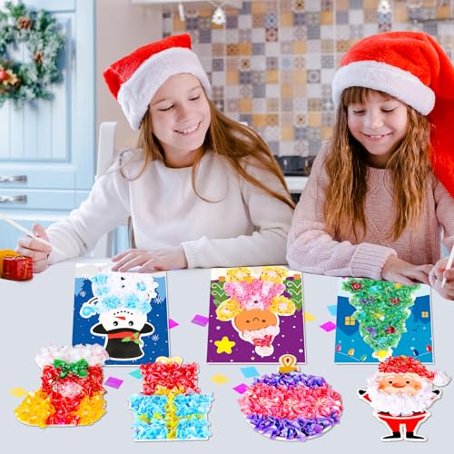 Lonfliness 8 Pcs Christmas Poke in Craft Kits for Kids Mess Free DIY Art - style: Christmas