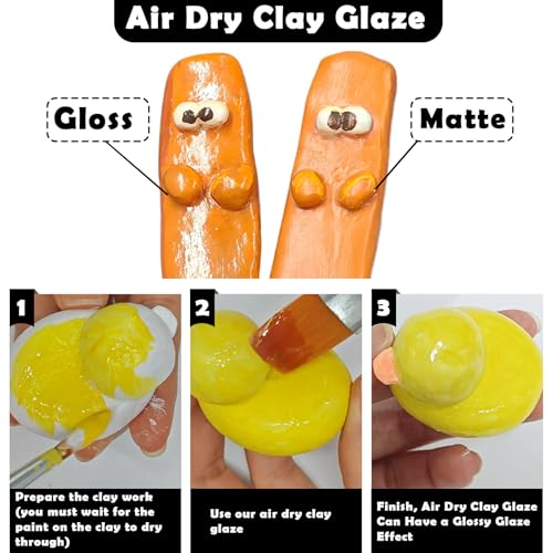 EIGTWEN 100ml Air Dry Clay Glaze and 29pcs Clay Tools Kit, Gloss Varnish - size: Gloss