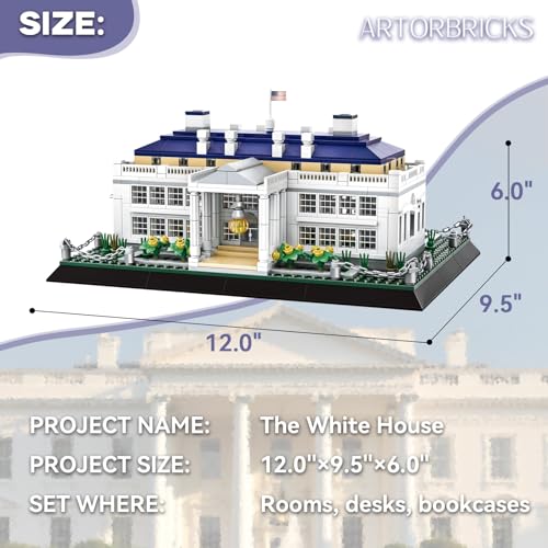 ArtorBricks White House Architecture Building Blocks Set, 894 Pieces Miniature Model Kit for Adults, Washington DC Landmark Collection, Intricate Home Office Desk Decor, Creative Gift for Hobbyists