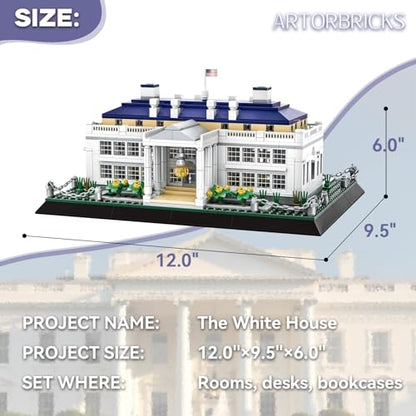 ArtorBricks White House Architecture Building Blocks Set, 894 Pieces Miniature Model Kit for Adults, Washington DC Landmark Collection, Intricate Home Office Desk Decor, Creative Gift for Hobbyists