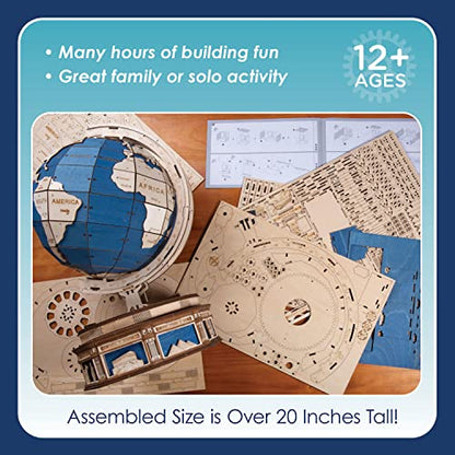 MindWare Gearjits: Globe – Wooden 3D Building Puzzle for Teens & Adults – DIY Construction Model – Fun for Parents Too! – Great STEAM Gifts for Ages 12+