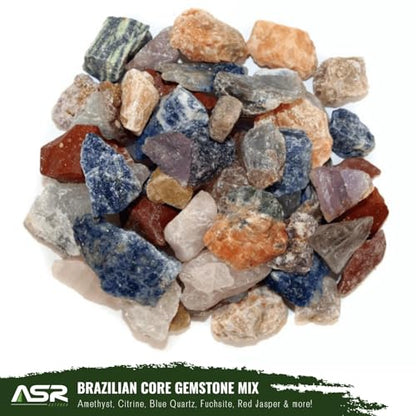 ASR Outdoor 14pc Gemstone Paydirt Rocks and Minerals Collection of 5lb Brazilian Genuine Rough Gems - style: 14pc Brazilian Kit