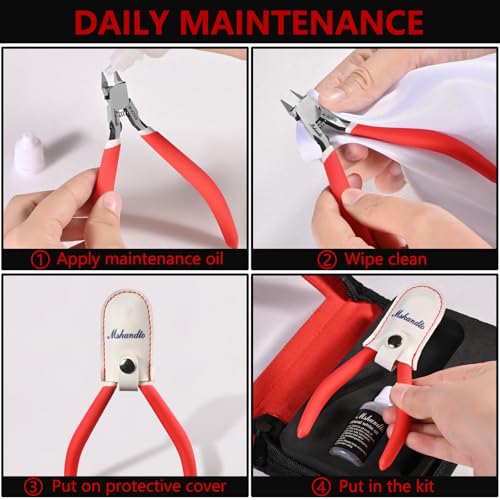 Model Nippers 4.8" Ultra Thin Single Blade Gundam Nippers, Sprue Cutter Hobby Nippers, Model Kit Nippers for Plastic Gunpla Model Building Professional Nipper Case & Mineral White Oil - style: Ultra-thin (Cloth Pack)