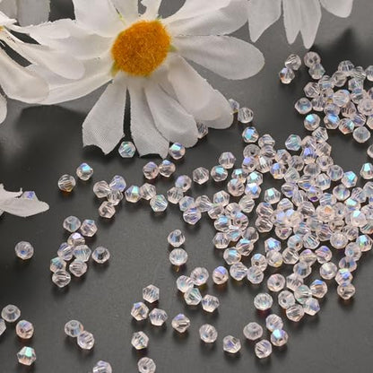 1000pcs 4 mm Bicone Crystal Beads Faceted Crystal Glass Beads Bulk for Jewelry Making DIY Necklace Bracelet Earring (Aqua Pink AB Color) - color: Aqua Pink AB