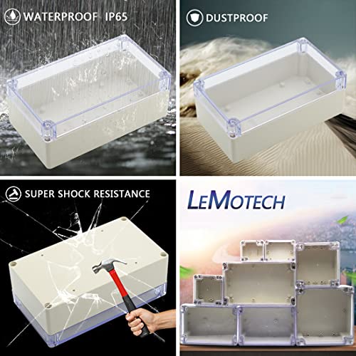 LeMotech ABS Plastic Junction Box Dustproof Waterproof IP65 Electrical Enclosure Box Universal Project Enclosure Grey with PC Transparent Clear Cover6.2 x 3.5 x 2.3 inch(158 x90 x60 mm) - size: 6.2"x3.5"x2.3"