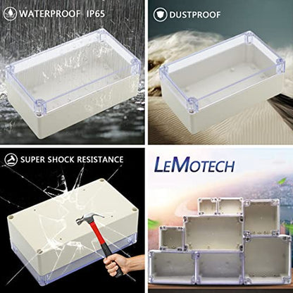 LeMotech ABS Plastic Junction Box Dustproof Waterproof IP65 Electrical Enclosure Box Universal Project Enclosure Grey with PC Transparent Clear Cover6.2 x 3.5 x 2.3 inch(158 x90 x60 mm) - size: 6.2"x3.5"x2.3"
