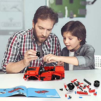 GAMZOO RC Toy Best Birthday Gifts for Age 6 7 8 9 10 11 12 Years Old Kids Boys Girls 2 in 1 Remote Control Racing Car Building Blocks 351 Pcs DIY Building Kits Engineering Construction Toy - color: Red