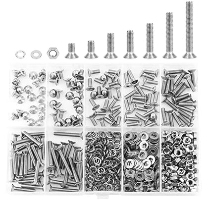 HELIFOUNER 560 Pieces M3 x 4mm /6mm /8mm /10mm /12mm /16mm /20mm, Countersunk Head Socket Cap Screws Bolts Washers Nuts Kit, 304 Stainless Steel - size: M3, style: Countersunk Head Socket Cap