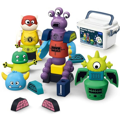 STEM Magnetic Robot Building, Toys for Kids 3 4 5 6 7 8, Transformable Stacking Bots with Storage Box, Creative Learning Christmas and Birthday Gifts for Boys Girls 3-5 4-8 - size: 35 PCS Magnetic Robot