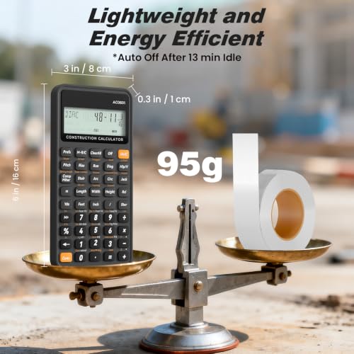 ROATEE Construction Calculator with Case for Carpenter, Framer, Remodeler - color: Gray Blue