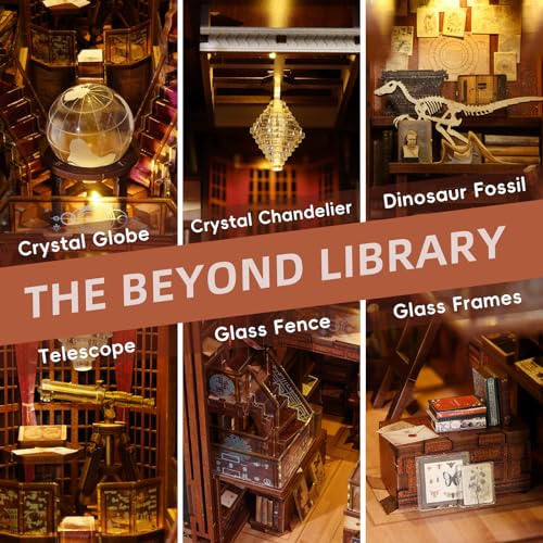 MiniCity Beyond Library Book Nook Kit, DIY Wooden Bookshelf Model with LED - color: Beyond Library