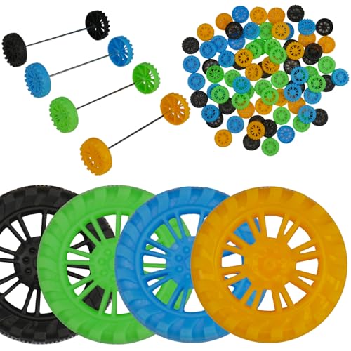 Toy Wheels and Axle Kit - Plastic Wheels for STEM Cars and Crafts - color: Metal Axle Set, size: 150pcs