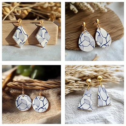 Weavy Leaf Silk Screen Stencils for Polymer Clay, 3 PCS Contour line Leaf Pattern Silkscreen for Polymer Clay Earring Making, Reusable Silk Screen Stencils for Polymer Clay SSCMB-52 - color: Weavy leaf