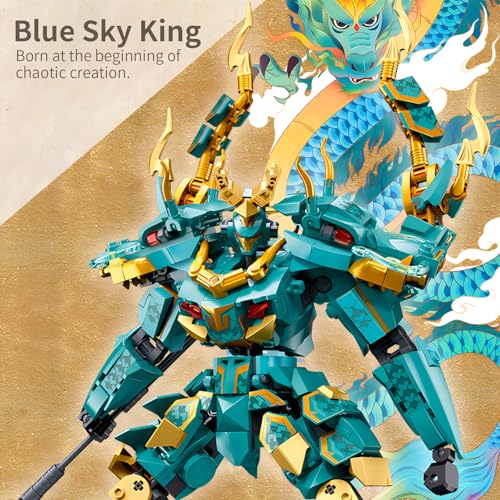 CSNRHG Green Dargon Samurai mech Robot with Long Spear Model Building Blocks Toy Set Mythical Birthday for Age 8+ Children Adults Teens 704 Pieces - color: Long Spear