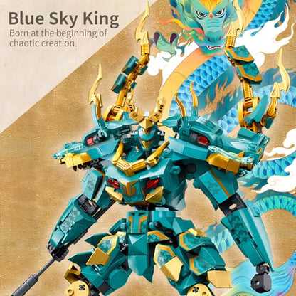 CSNRHG Green Dargon Samurai mech Robot with Long Spear Model Building Blocks Toy Set Mythical Birthday for Age 8+ Children Adults Teens 704 Pieces - color: Long Spear