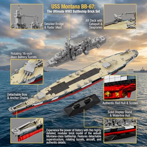 USS Montana - BB-67 Battleship Building Block Set,2956 PCS - style: USS Montana BB-67