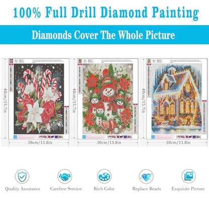 3 Pack Diamond Art Kits for Adults Christmas Diamond Painting Kit 12x16in - color: 3 Pack Christmas-C, size: 11.8 x 15.7 inches