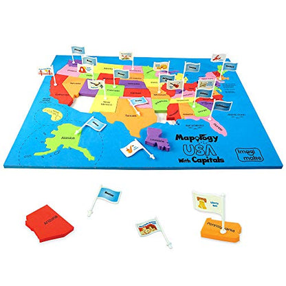 Imagimake Mapology USA Map Jigsaw Puzzle, Learn States, Capitals with Flags - style: USA Map with Capitals