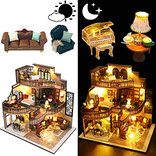 Spilay DIY Miniature House Kit for Adults, Miniature Dollhouse Kit - color: Dream Building Pavilion