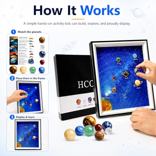 Solar System Project Kit for Kids 8-12, 8 Real Gemstone Planets
