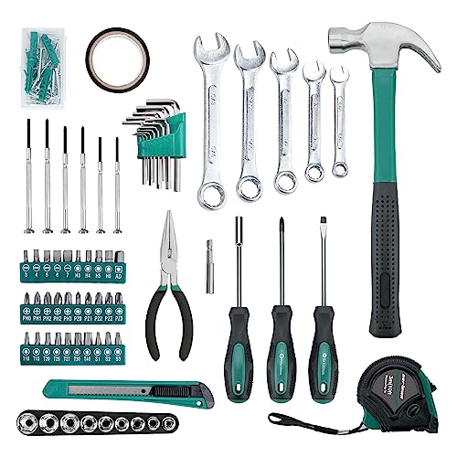 CARTMAN 148-Piece Automotive And Household Tool Set, Green Repair Kit Case - color: Green