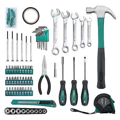 CARTMAN 148-Piece Automotive And Household Tool Set, Green Repair Kit Case - color: Green