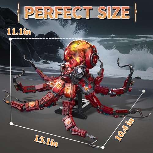 Mechanical Octopus Building Sets with Light, Ocean Animal Building Kits for Adults, Compatible with Lego Octopus, 882PCS STEM Toy for Teens Boys & Girls 8-16 - style: Octopus