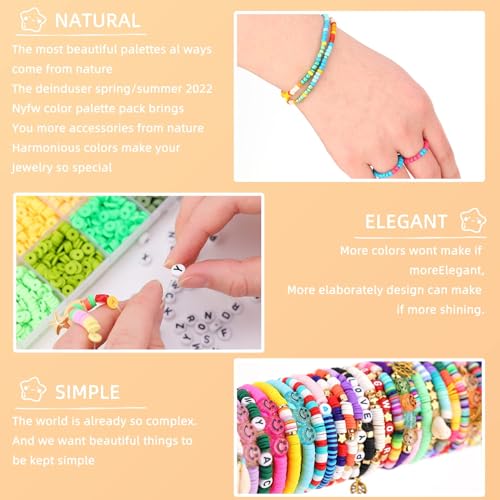6 Box Friendship Bracelet Making Kit, Clay & Letter Beads with Charms - color: Multicolored