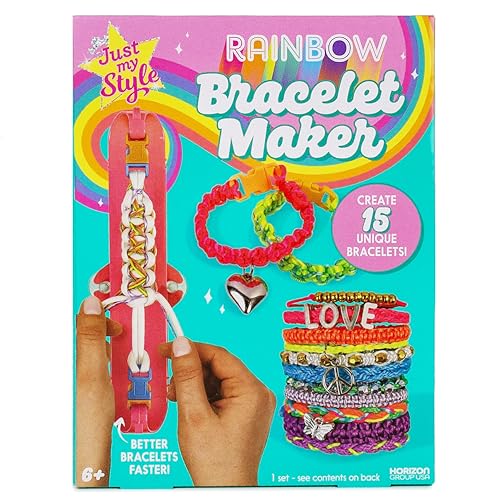 Just My Style Rainbow Bracelet Maker, Jewelry Making Kit with Easy-to-Use Bracelet Maker Tool, Friendship Bracelet Kit, 6 Year Old Girl Gifts, Gifts for Girls, Bracelet Making Kit for Girls - color: Rainbow Bracelet