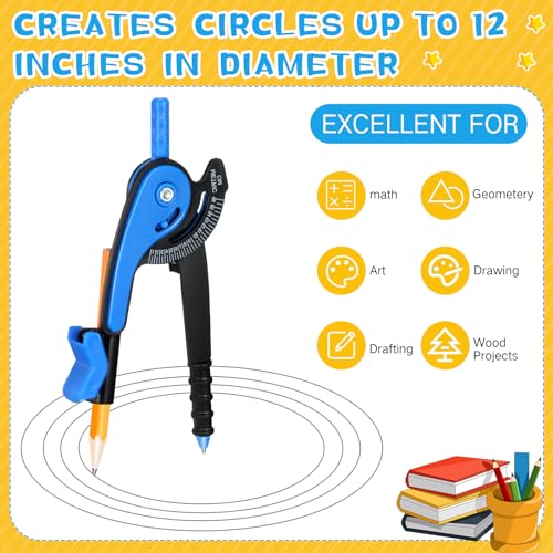 Zonon 12 Pcs Student Math Geometry Compass Bulk 6 Inch Drawing Tool Set