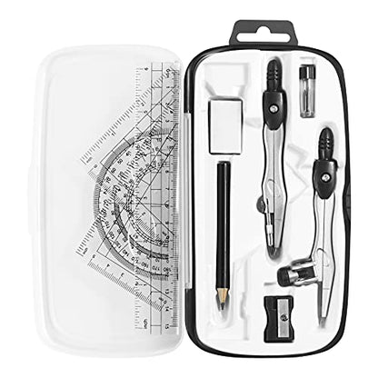 Unjoo Math Geometry Kit Sets 10 Piece Student Supplies, Compass Set, Black - color: Black1