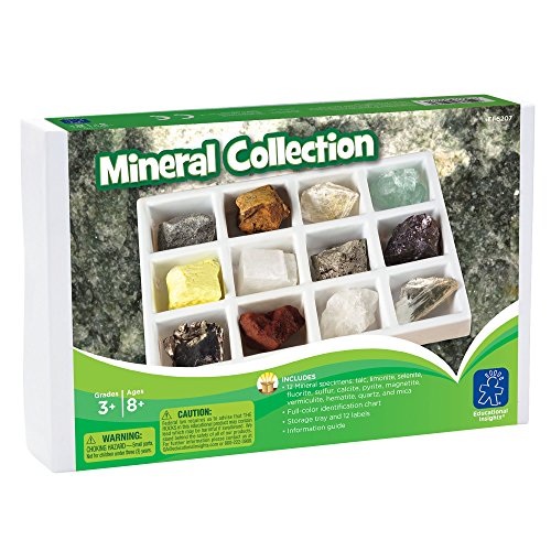 Educational Insights Mineral collections, Ages 8 and Up, (12 Handpicked Specimens in Storage Tray)
