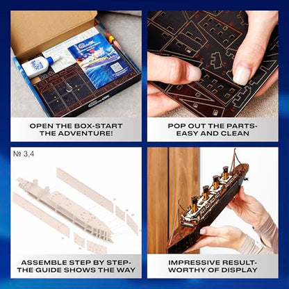3D Wooden Puzzles – Ship Model Building Kits Adult - Adult DIY Building Sets 3D Wooden Puzzles for Adults – 15+ Years Wood Building Kits - Creative Assembly for Adults - color: Ship