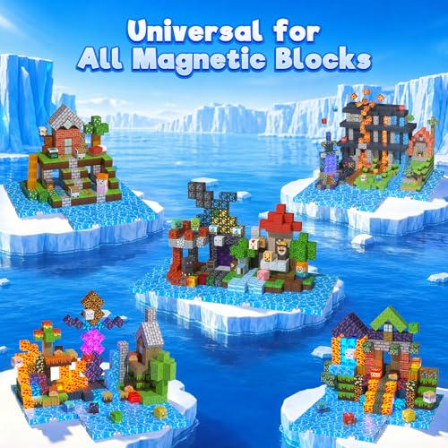 8PCS 4" x 4" Magnetic Building Block Base Plates for Kids, Strong Grip Magnetic blocks Base Compatible with Most Popular Magnetic Blocks & Cubes, STEM Educational Toys for Boys Girls Ages 3+ (Water） - color: 8pcs Water