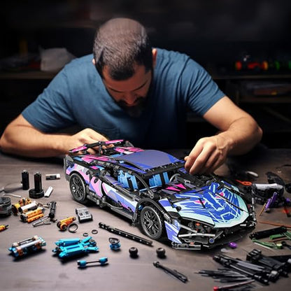 1:14 Race Car Building Sets with LED Light for Adults Men Boys 8+ - style: Static Car with LED