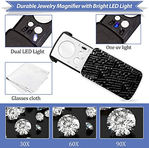HMKIS Diamond Tester Pen + 200g/0.01g Scale + 30X 60X 90X Jewelers Loupe