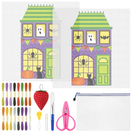XunYee 32 Pcs Halloween House Needlepoint Kit for Beginners Adults Starters - style: Halloween House