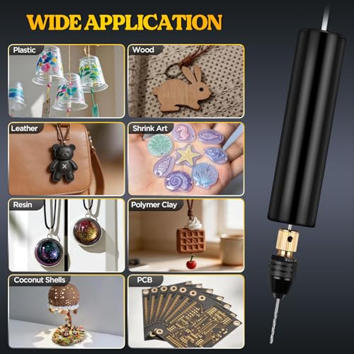LET'S RESIN Electric Drill, 74Pcs Mini Drills with 3-Jaw Clamp&10 Drill Bit - size: Electric Resin Drill