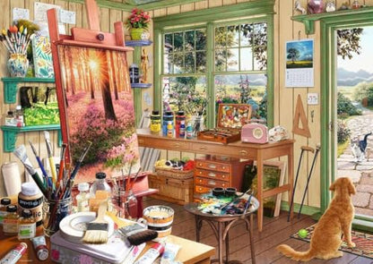 Ravensburger My Haven Artist's Shed 1000 Piece Jigsaw Puzzle | Relaxing Puzzle Imagery | Every Piece Unique with Softclick Technology | Durable Blueboard Made from Eco-Friendly Materials - style: Artist's Shed