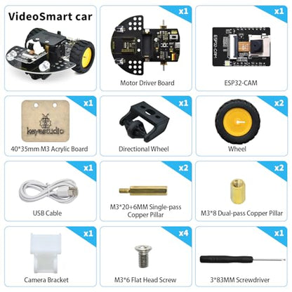 KEYESTUDIO ESP32-CAM Vision Smart Car Kit for Arduino,Educational Camera Coding Kit（Battery not Included