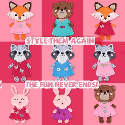 Cymbana Sewing Kit for Kids, Make a Friend 5 Felt Kids Sewing Crafts 6+ - color: Animal