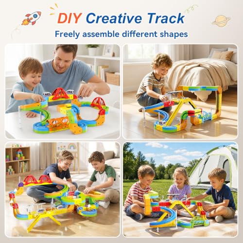 Electric Train Set, 3D Cube Track-DIY Rail Cube Block Kit - size: 92pcs+1 Car