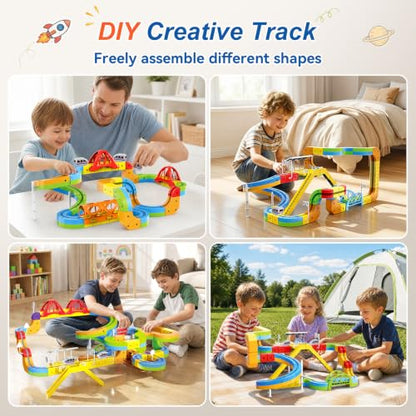 Electric Train Set, 3D Cube Track-DIY Rail Cube Block Kit - size: 92pcs+1 Car