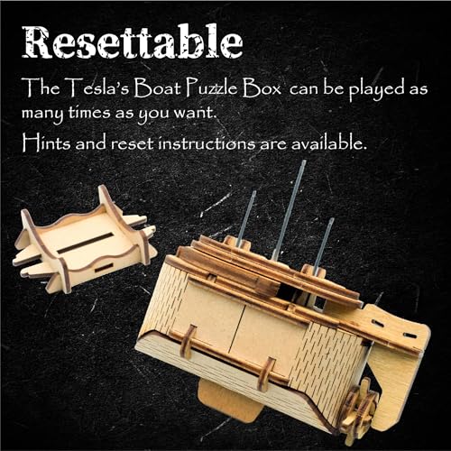 Puzzle Potato Tesla's Boat - Wooden Escape Room Puzzle Box for Adults - color: Tesla's Boat